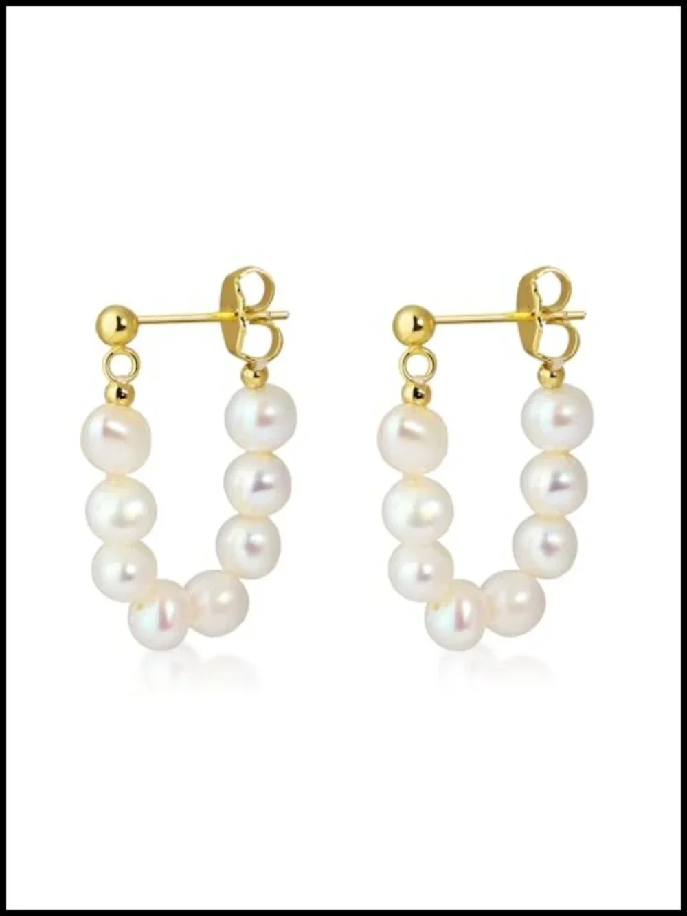 Gold Plated 925 Sterling Silver Huggie Hoop Earrings with Natural Freshwater